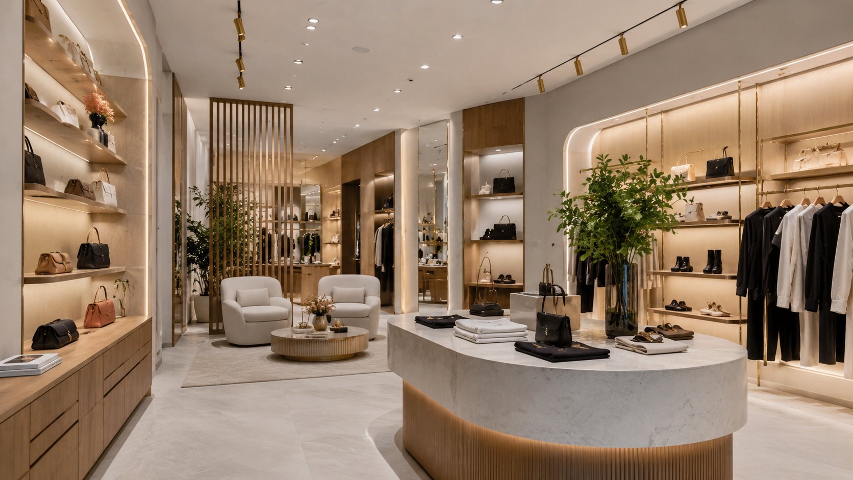Retail and F&B fit-out by HOX Interiors Dubai — boutique interior, indicative AI-rendered preview